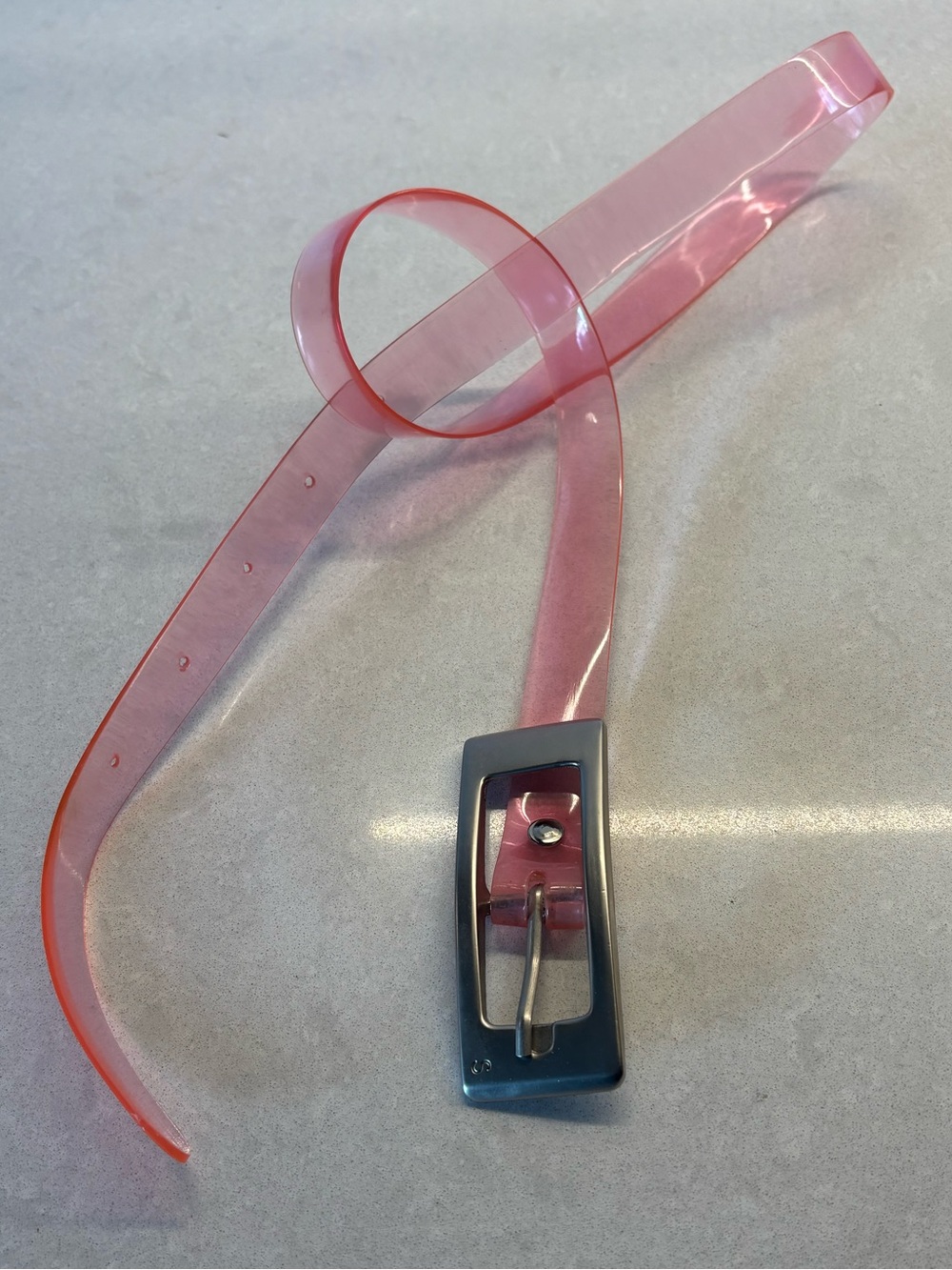 ♠️5/$25♠️Y2K Pink PVC Belt with Heavy Silver Hardware